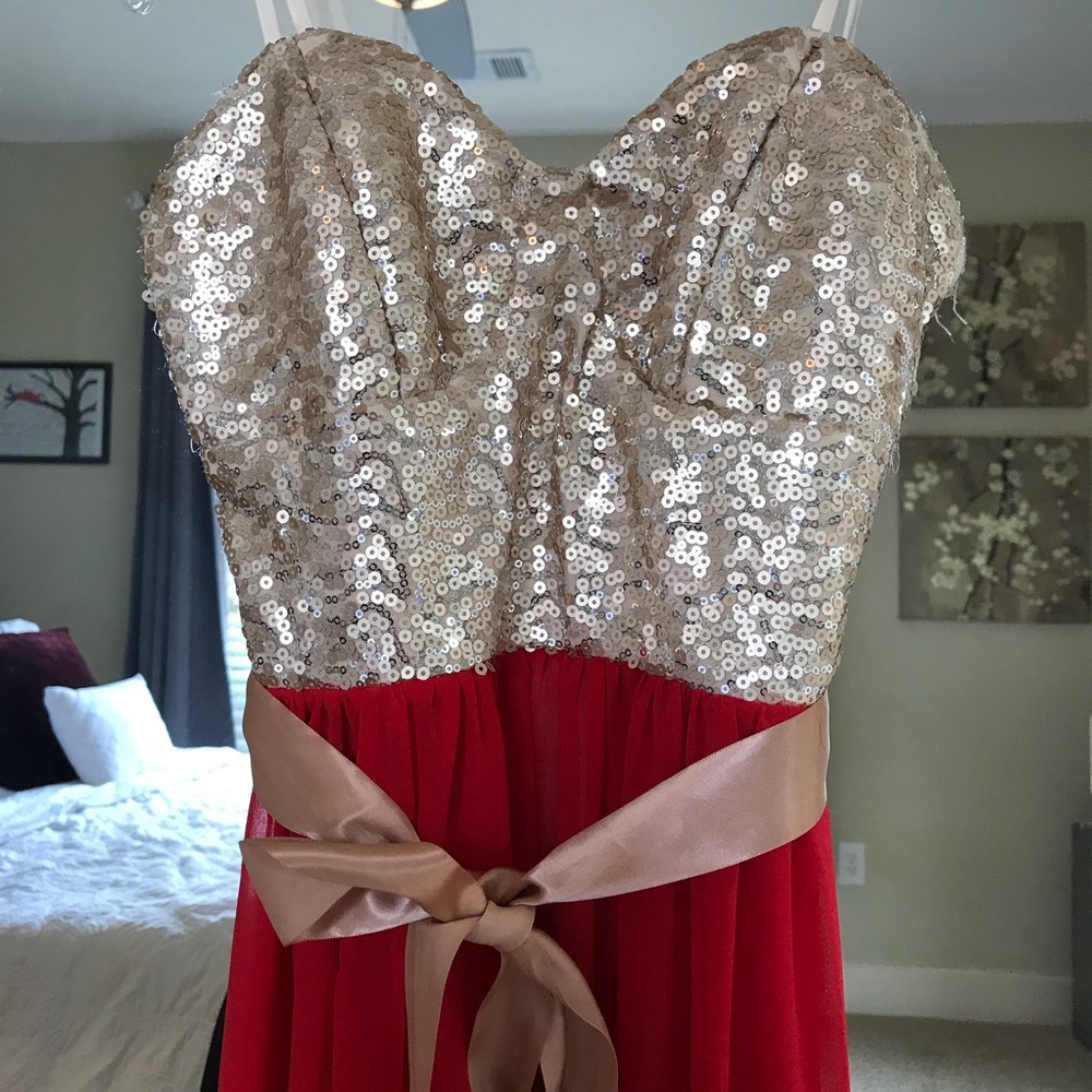 Gold and red maxi dress